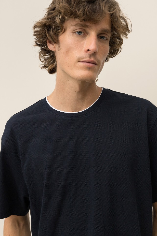 T-shirt de Malha Piquet Combinada T-shirt de Malha Piquet Combinada