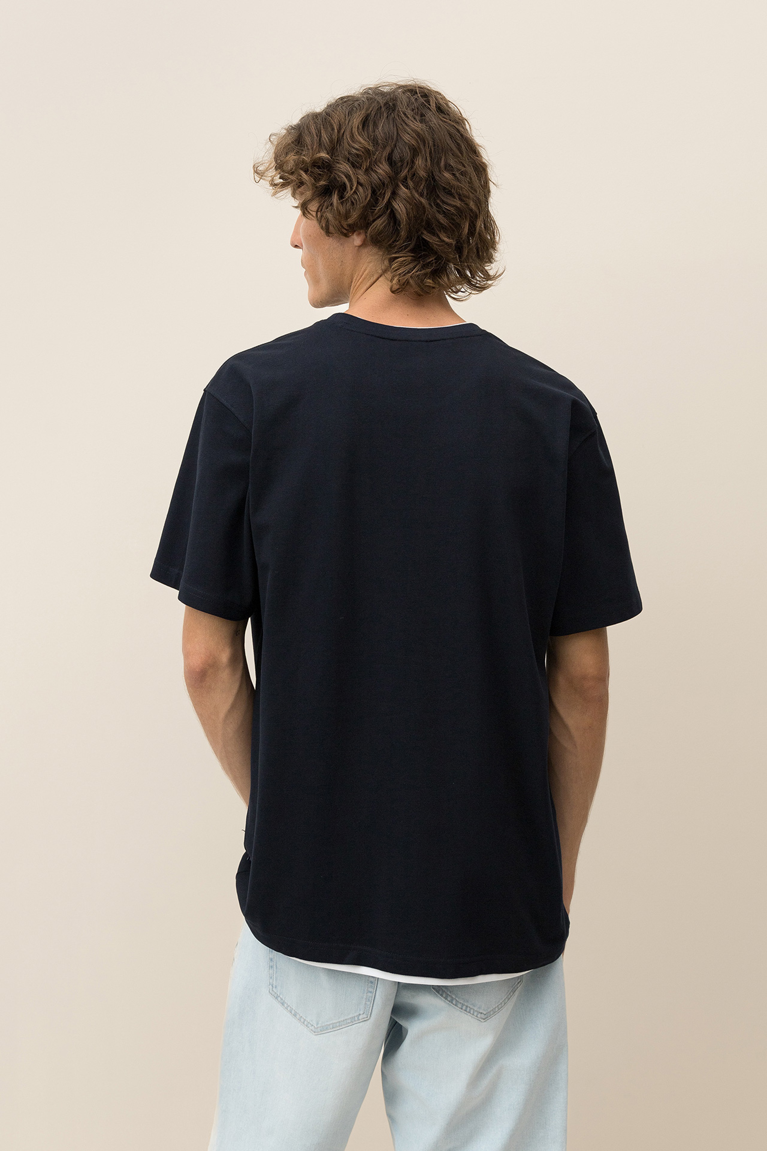 T-shirt de Malha Piquet Combinada