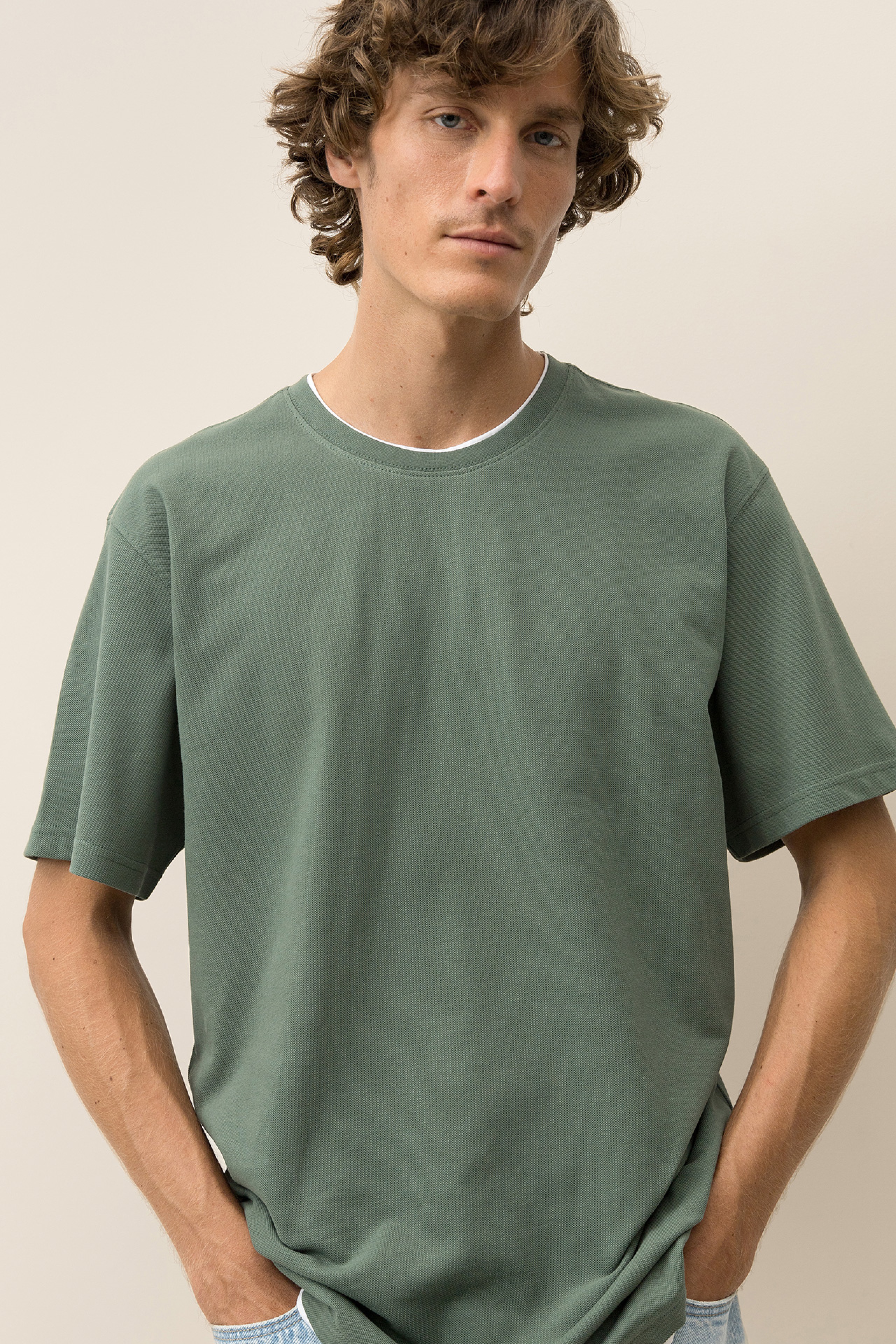 T-shirt de Malha Piquet Combinada