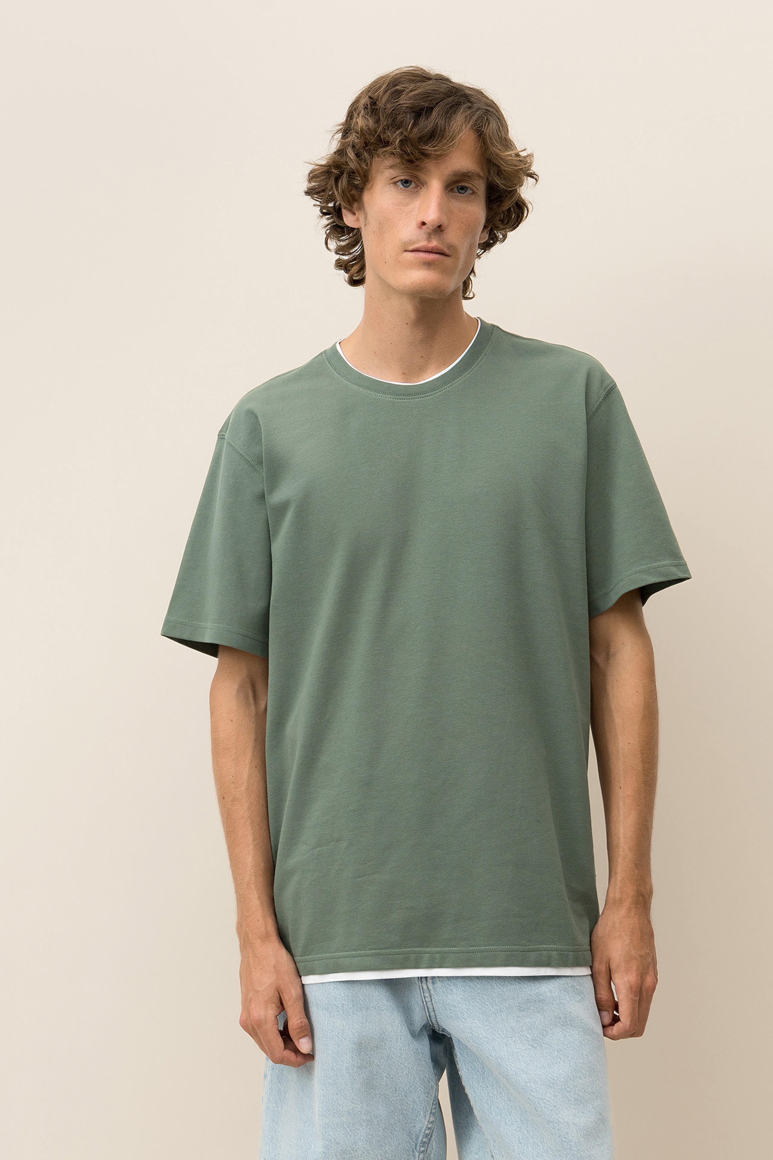 T-shirt de Malha Piquet Combinada