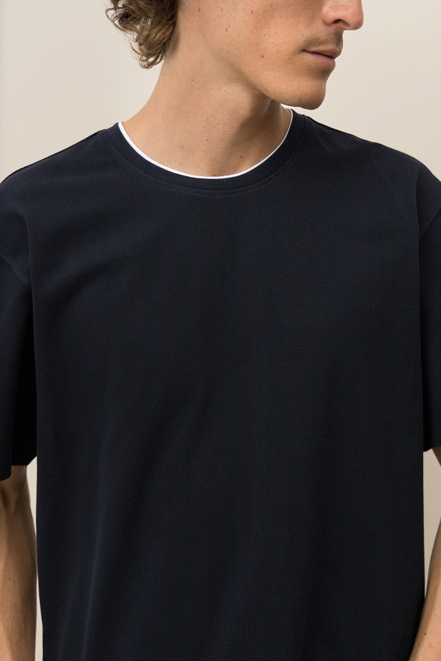 T-shirt de Malha Piquet Combinada T-shirt de Malha Piquet Combinada