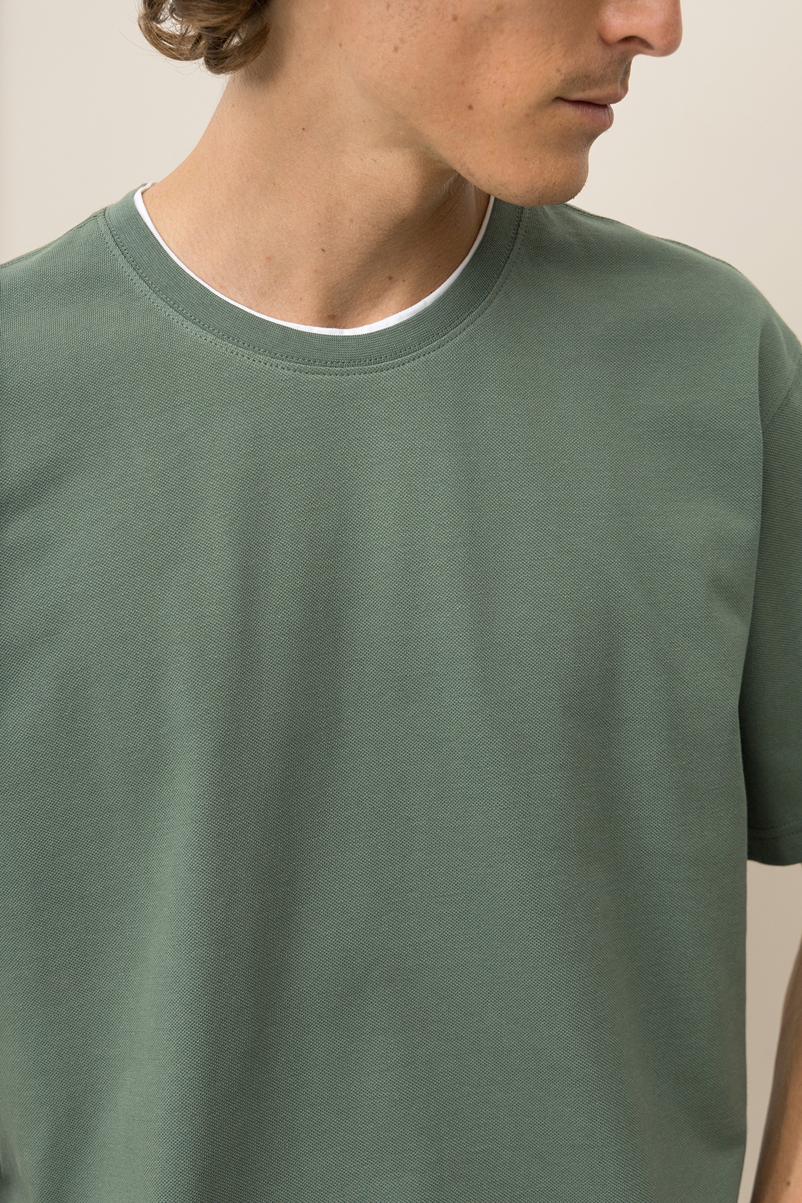 T-shirt de Malha Piquet Combinada