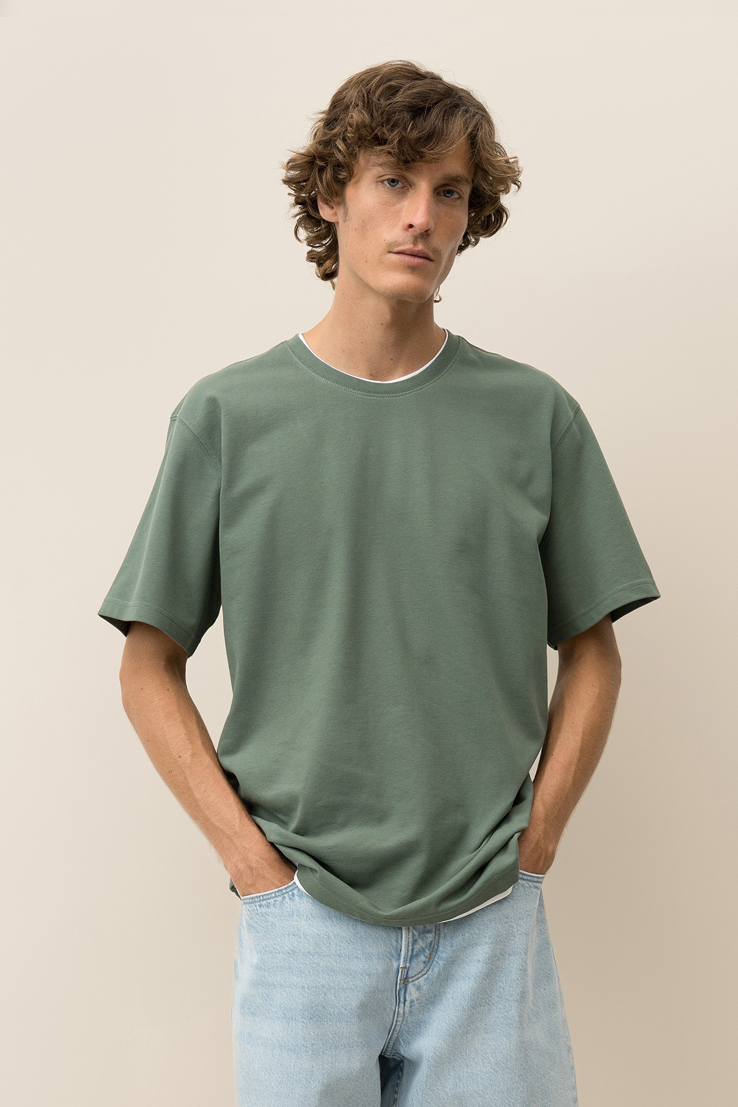 T-shirt de Malha Piquet Combinada