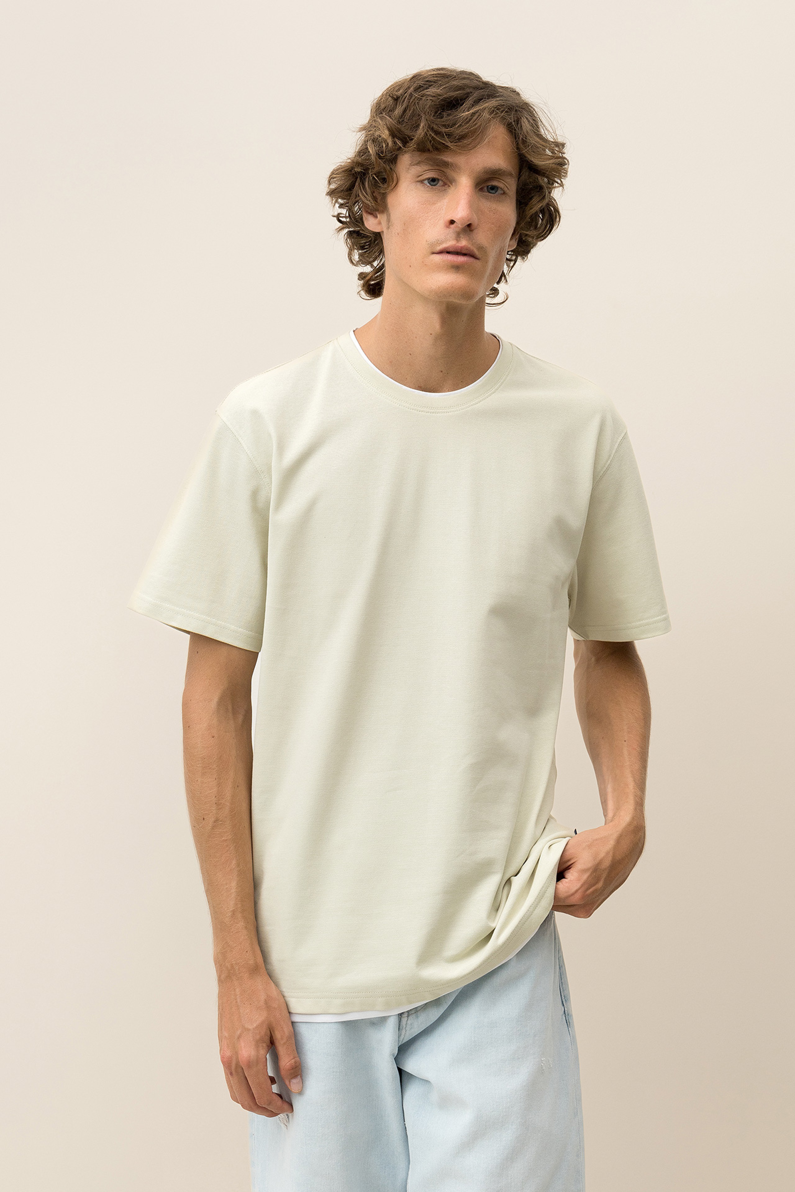 T-shirt de Malha Piquet Combinada