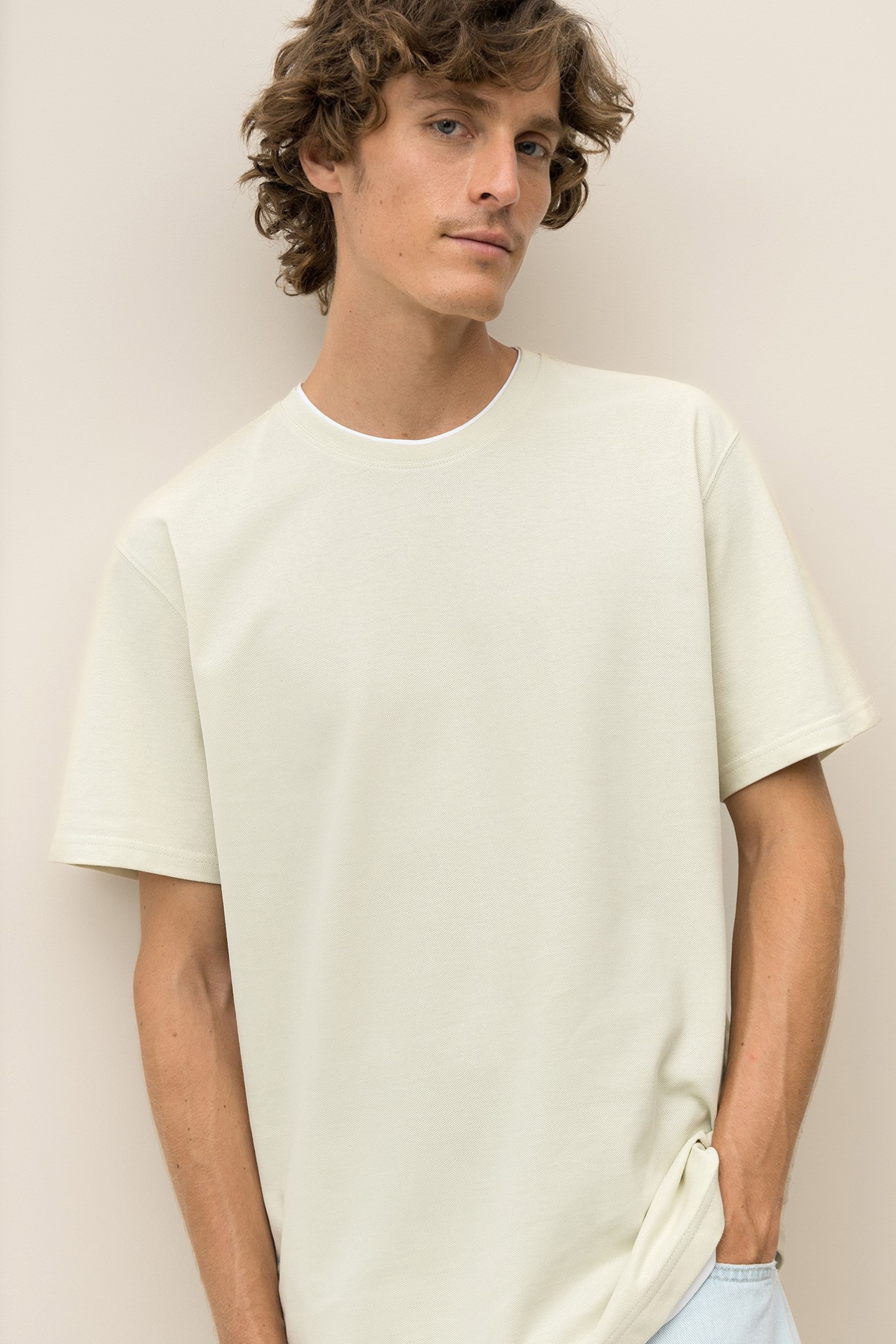 T-shirt de Malha Piquet Combinada