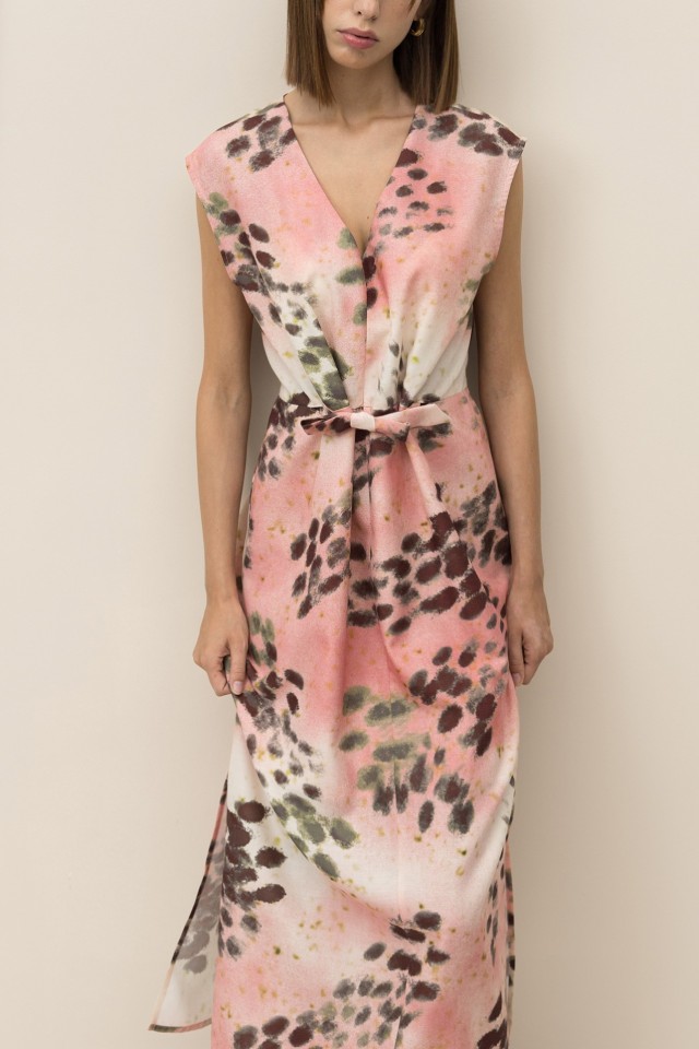 Vestido Estampado com Lao