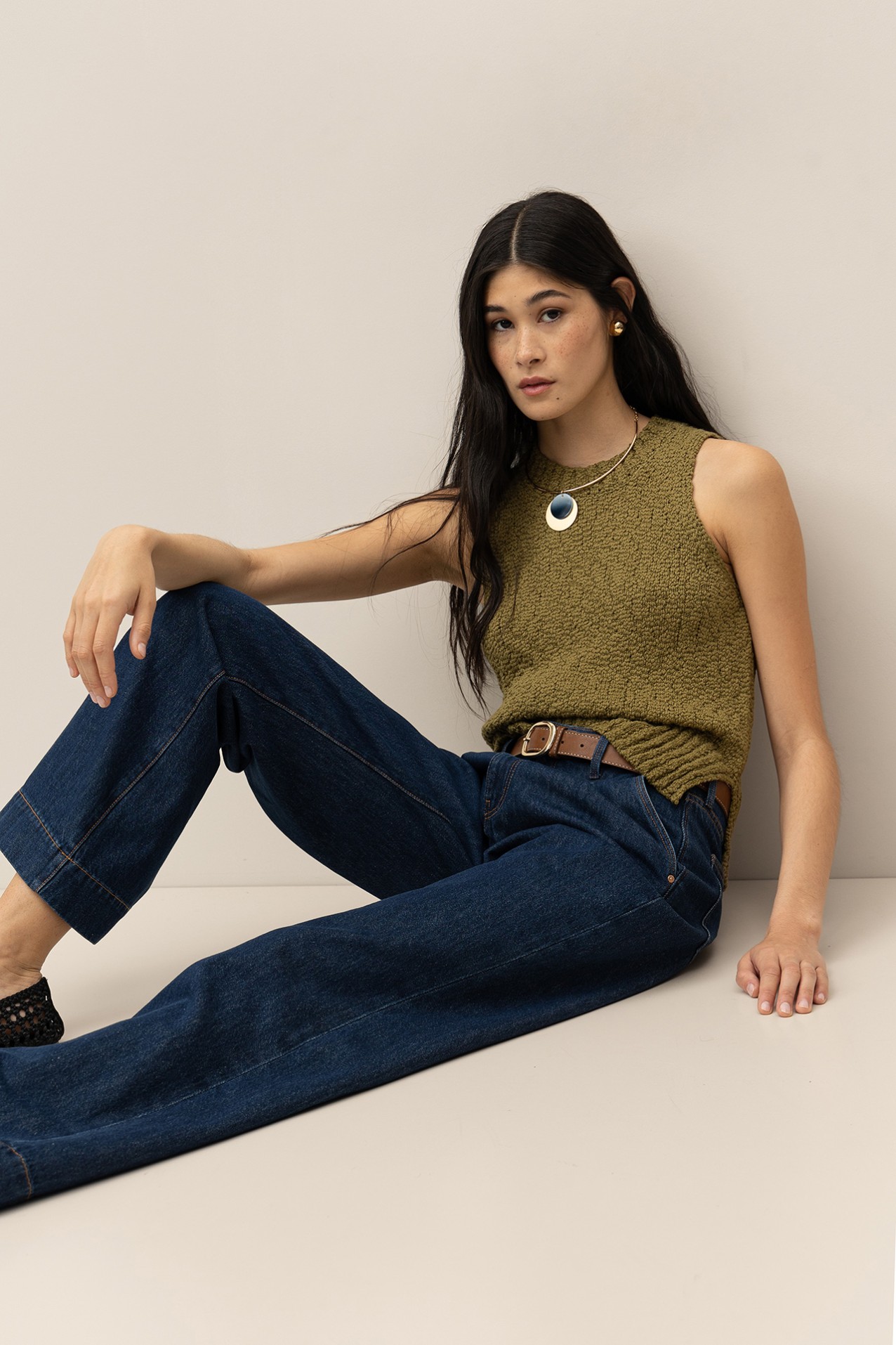 Jeans Wide Leg com Pregas