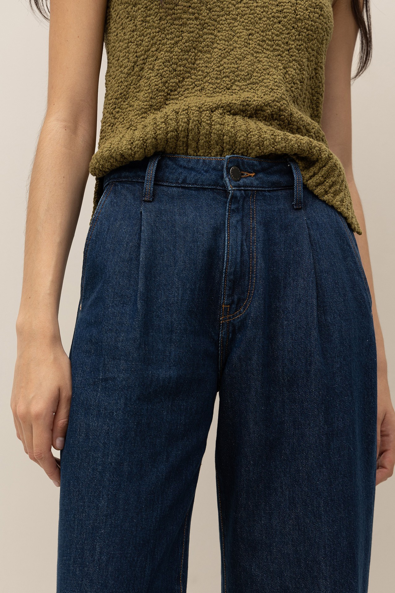 Jeans Wide Leg com Pregas