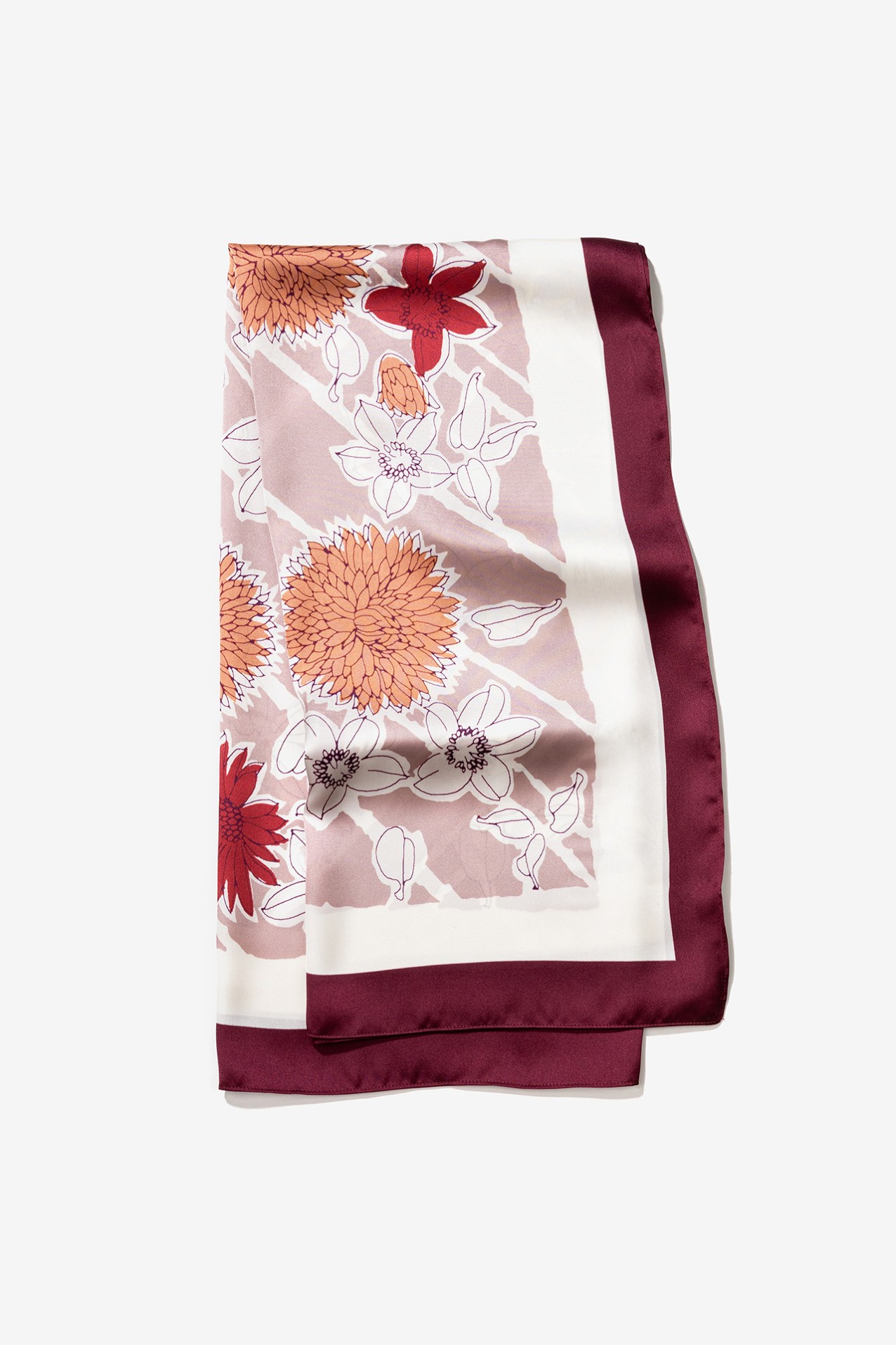 Floral Printed Satin Scarf