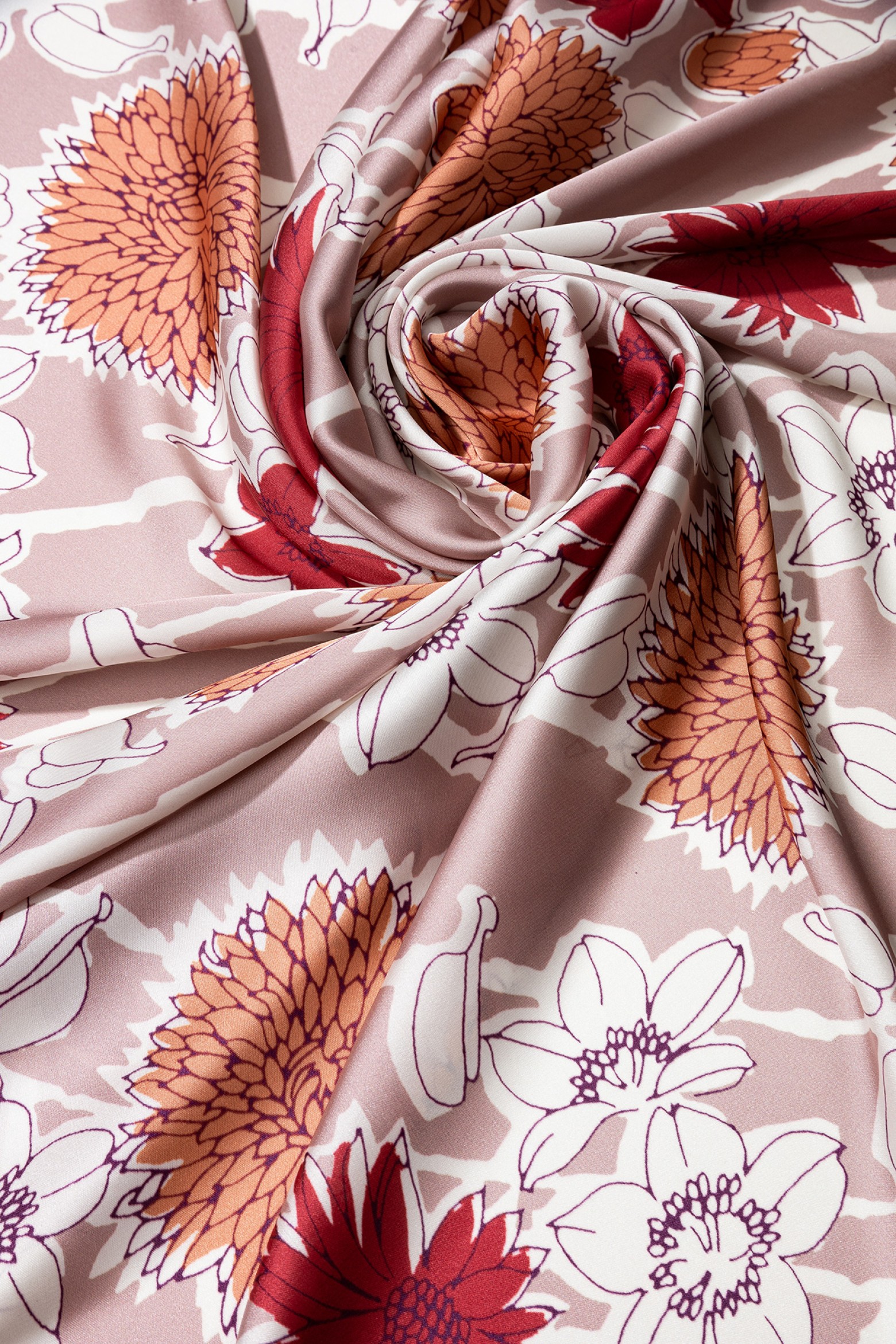 Floral Printed Satin Scarf