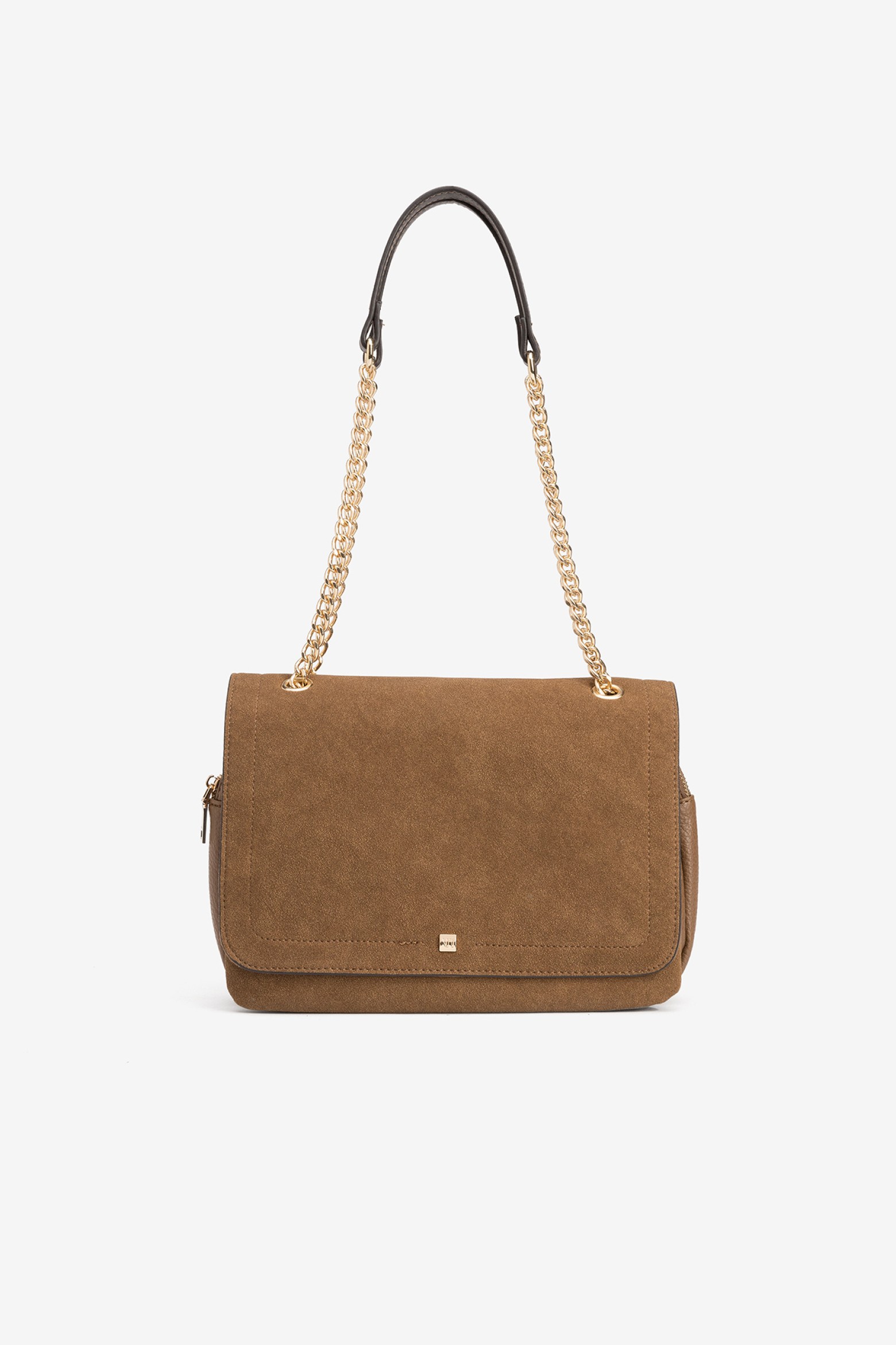 Suede-Effect Bag with Flap