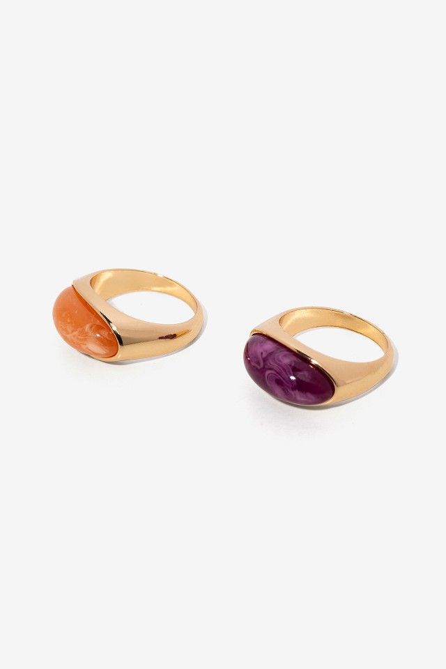 Pack de Anillos con Resina Bicolor