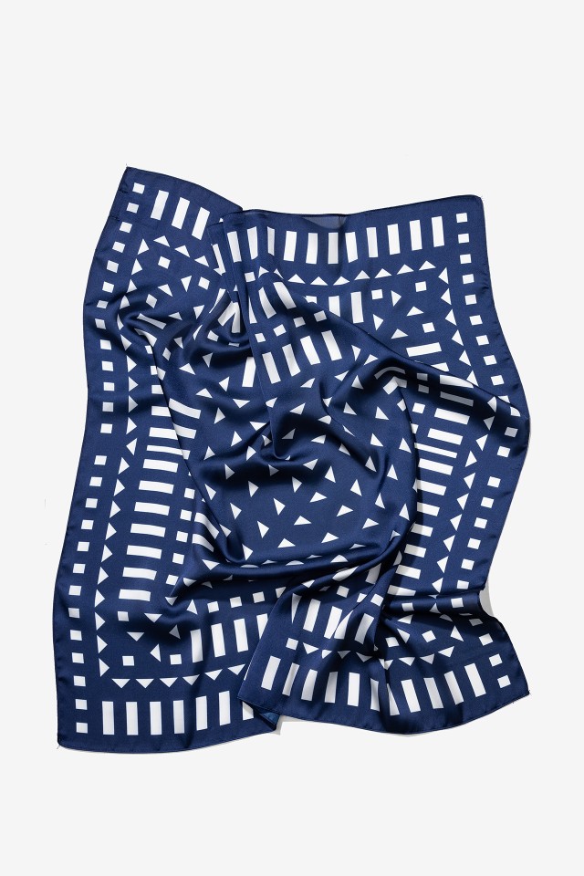 Satin Bandana with Geometric Print Satin Bandana with Geometric Print