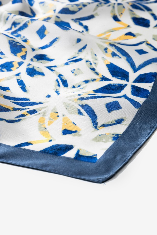 Satin Bandana with Tile Print Satin Bandana with Tile Print