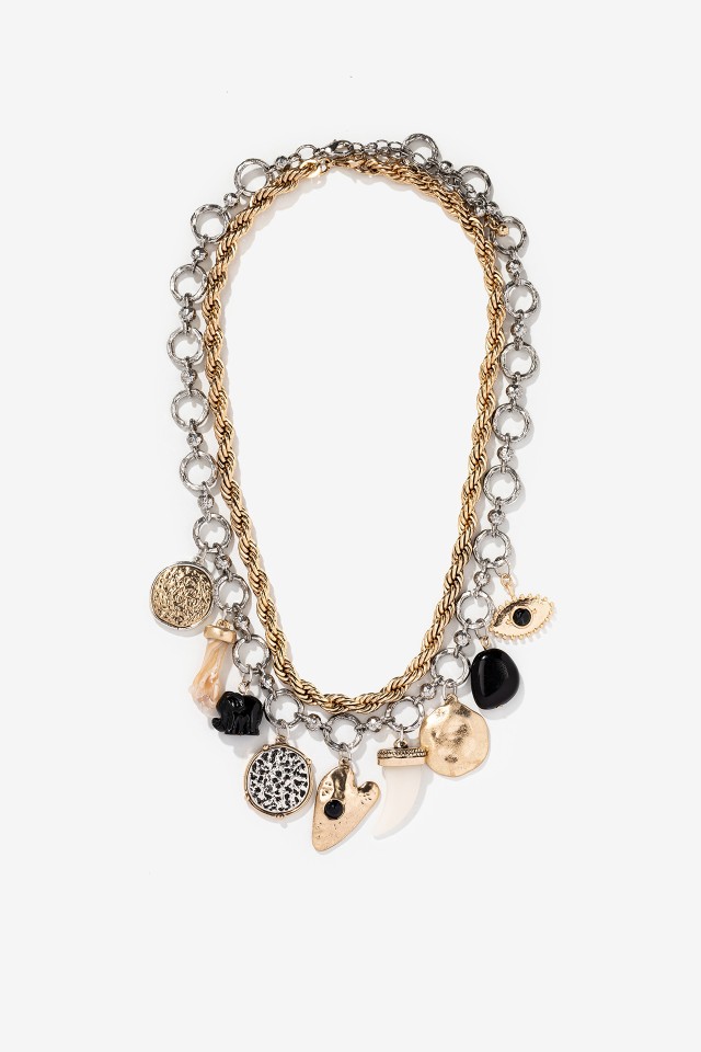 Two-tone Necklace with Pendants