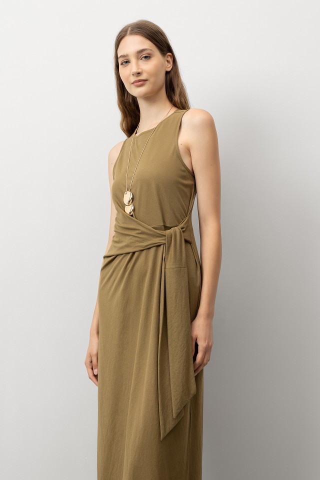 Midi Dress with Tie Detail