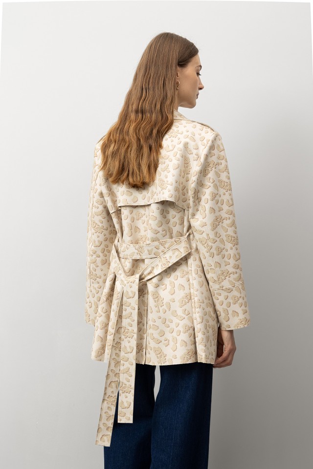 Printed Suede Effect Trench Coat Printed Suede Effect Trench Coat
