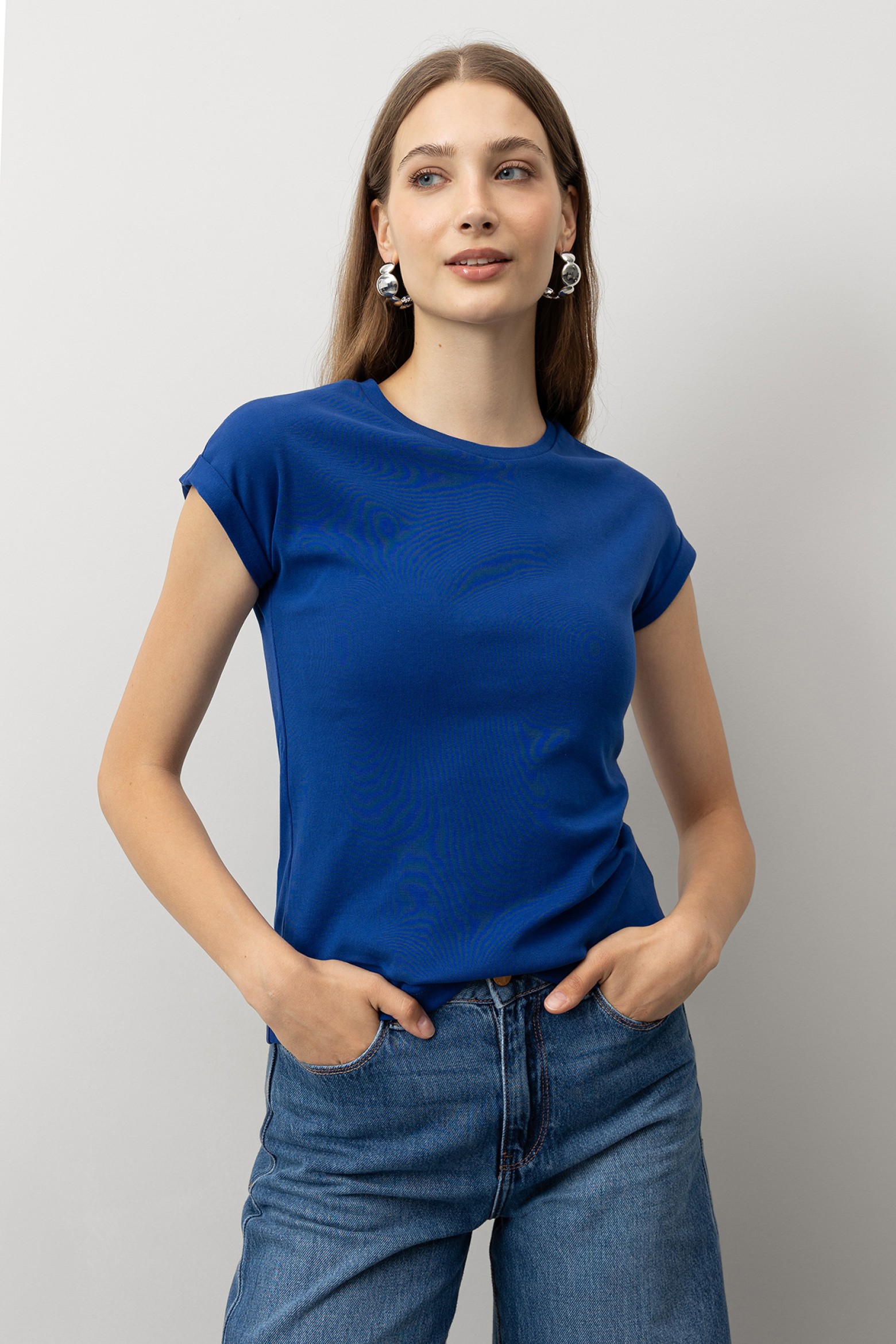 T-shirt Super Slim com Dobra