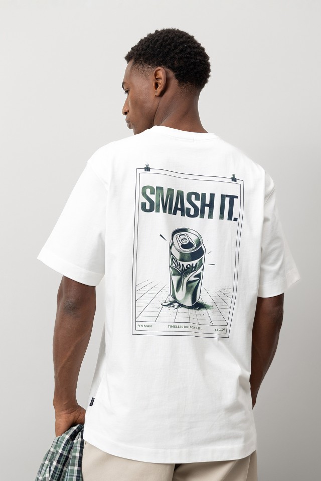 T-shirt Relaxed com Costas Estampadas