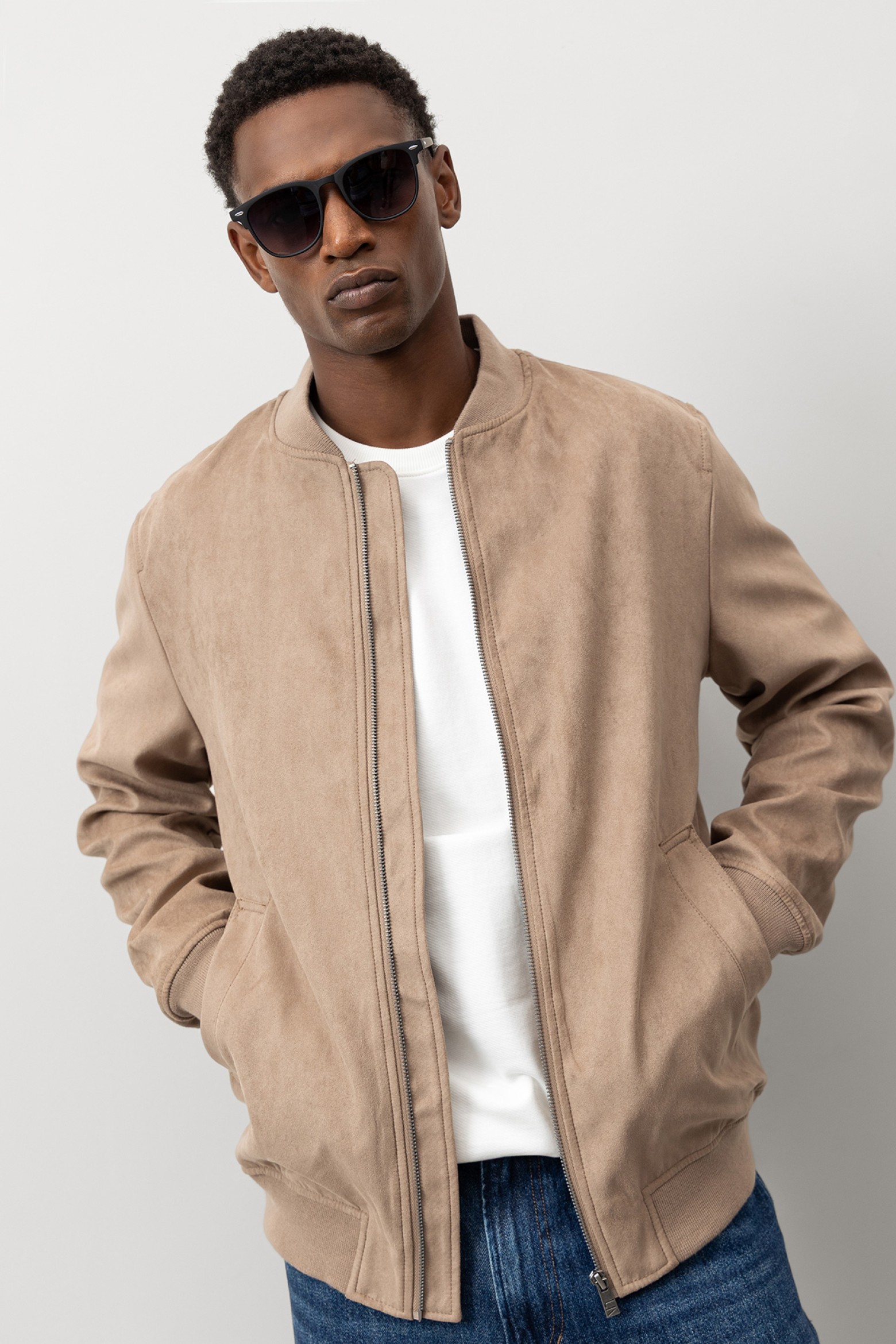 Cazadora Bomber con Efecto Ante