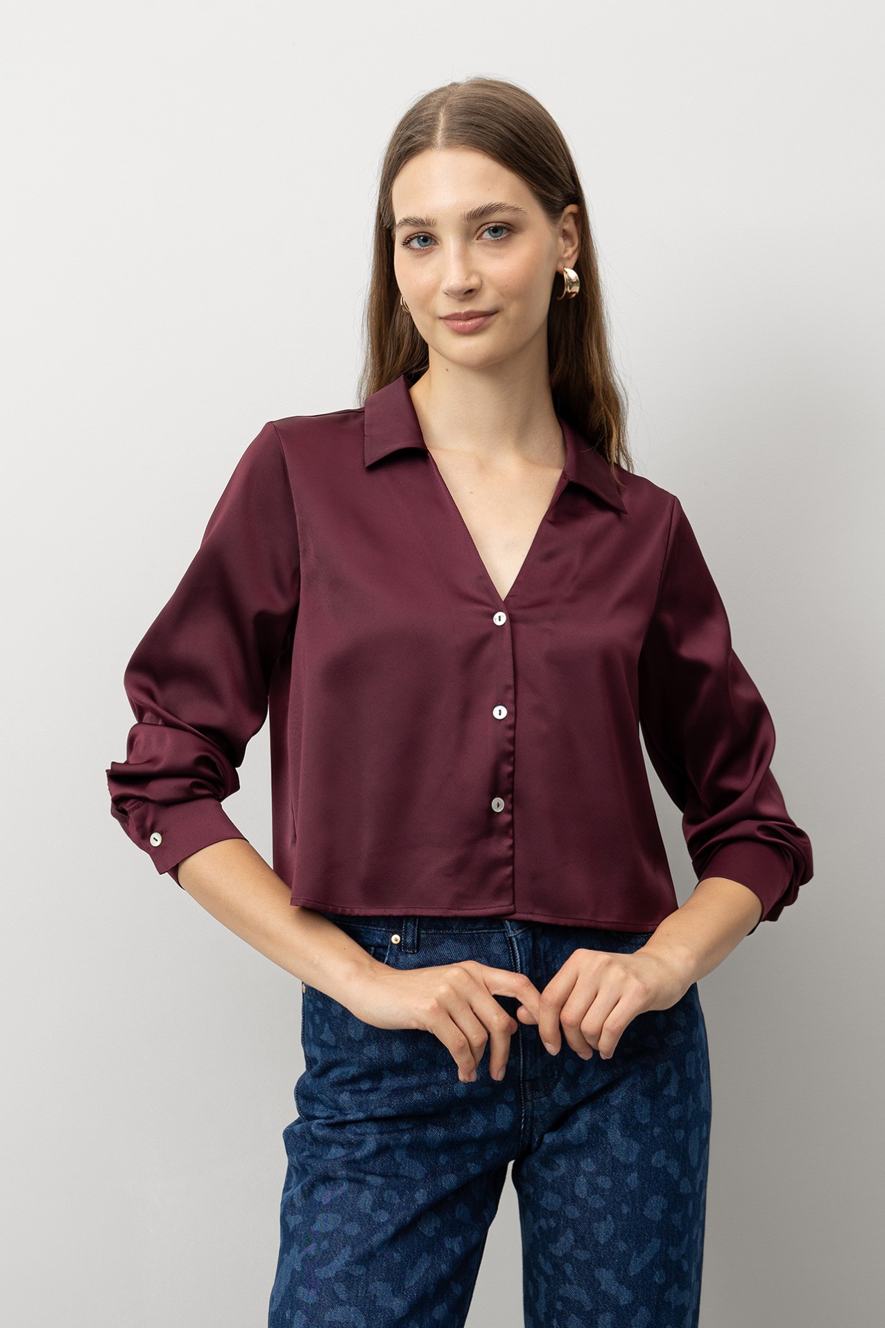 Satin Cropped Shirt