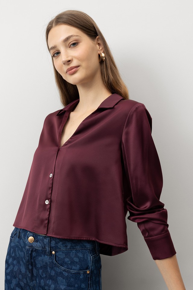 Camisa Cropped Acetinada