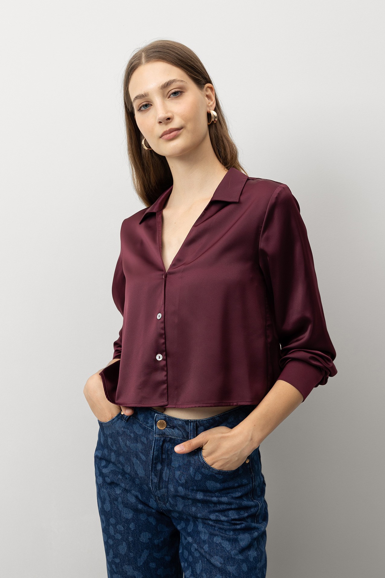 Satin Cropped Shirt
