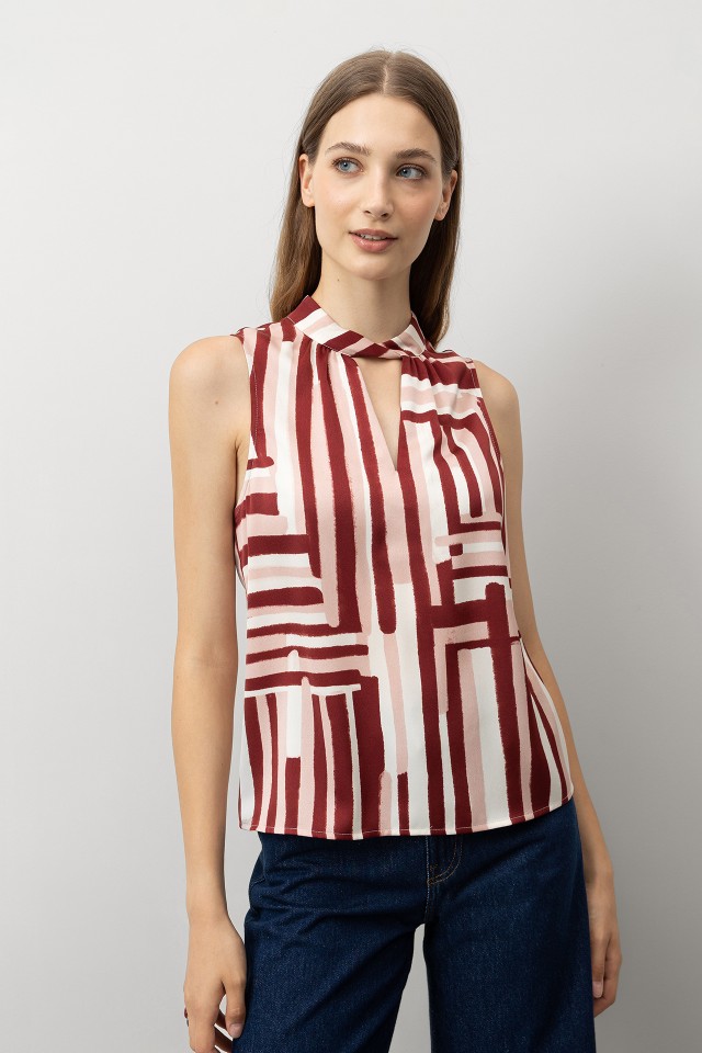 Satin Blouse with Cutout