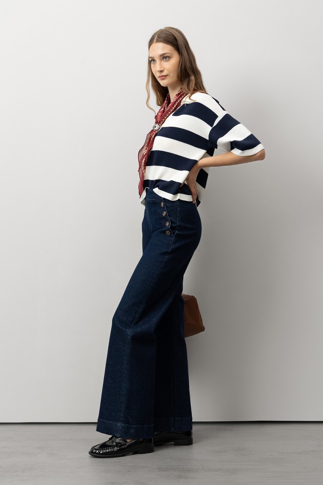 Jeans Wide Leg con Carcela Doble Jeans Wide Leg con Carcela Doble