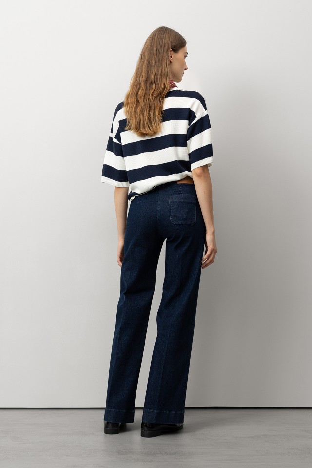 Jeans Wide Leg con Carcela Doble Jeans Wide Leg con Carcela Doble