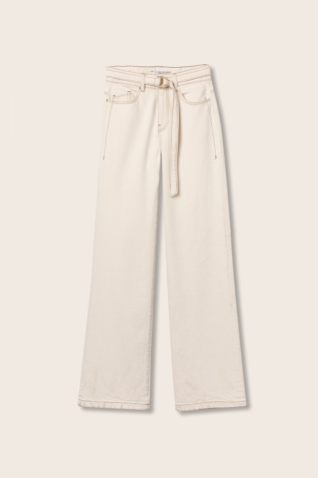 Jeans Pierna Ancha con Cinturón Jeans Pierna Ancha con Cinturón