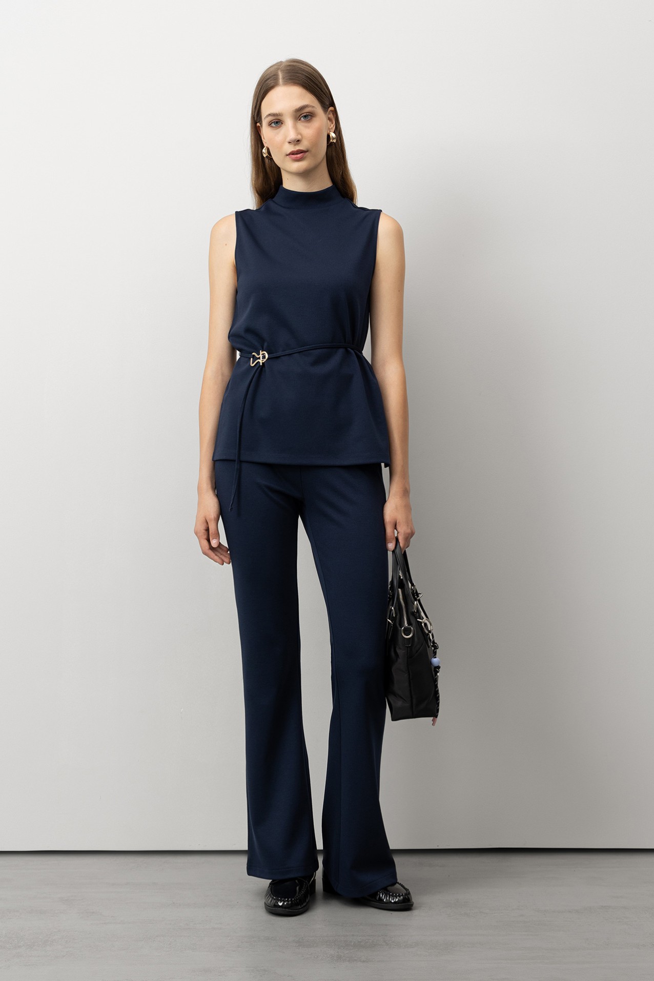 High Neck Top with Belt