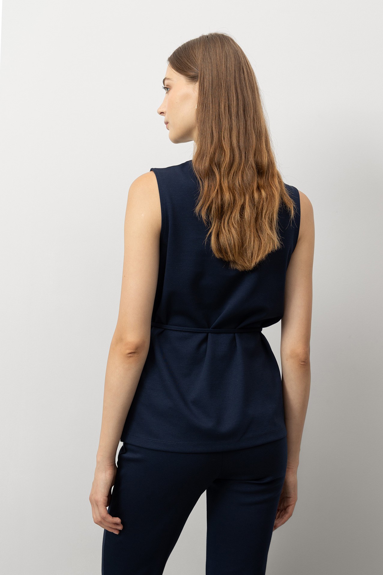 High Neck Top with Belt