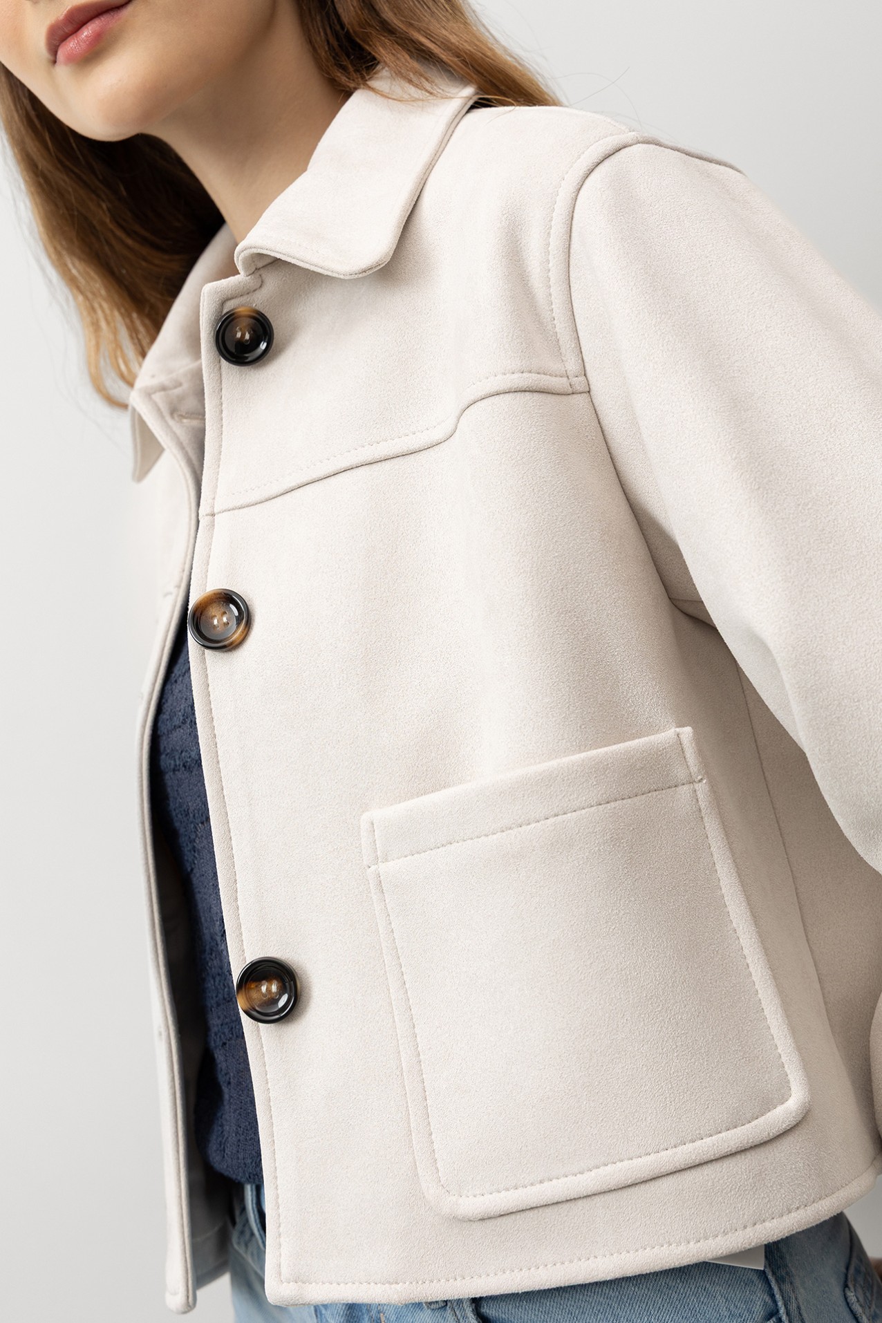 Short Suede-Effect Jacket