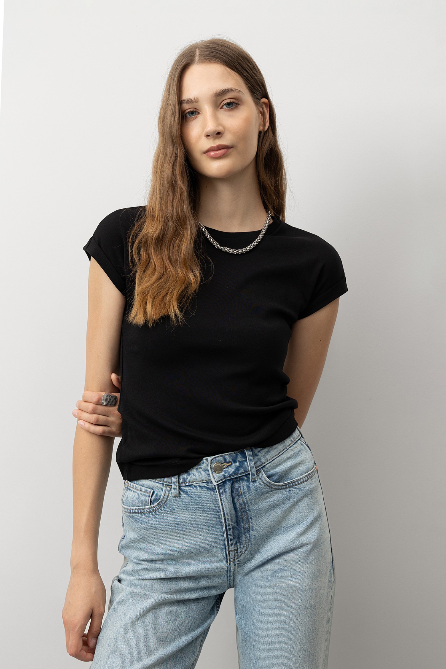 T-shirt Super Slim com Dobra