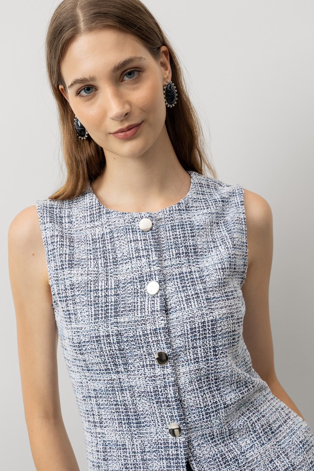 Top Colete Malha Tweed Top Colete Malha Tweed