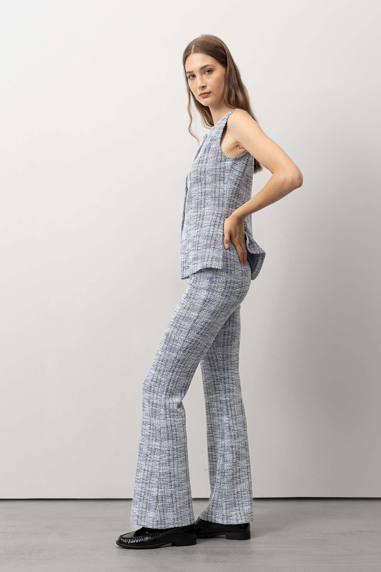 Tweed Knit Flared Trousers