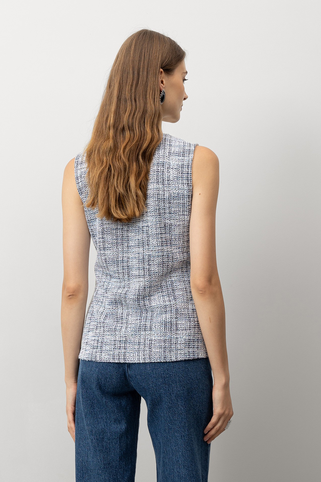 Top Colete Malha Tweed