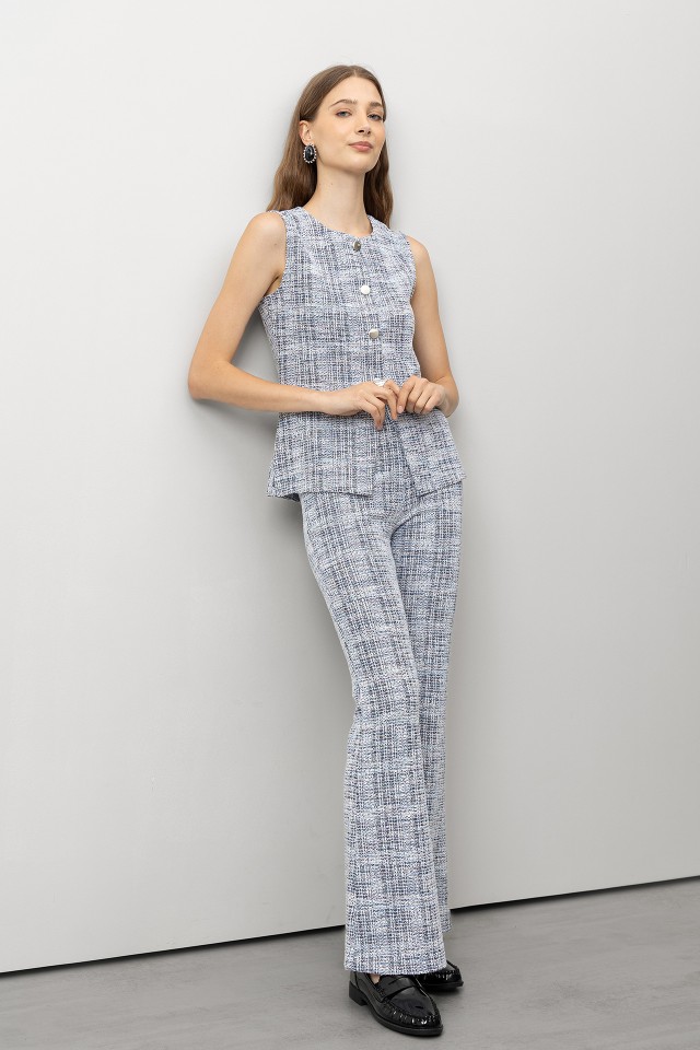 Tweed Knit Flared Trousers