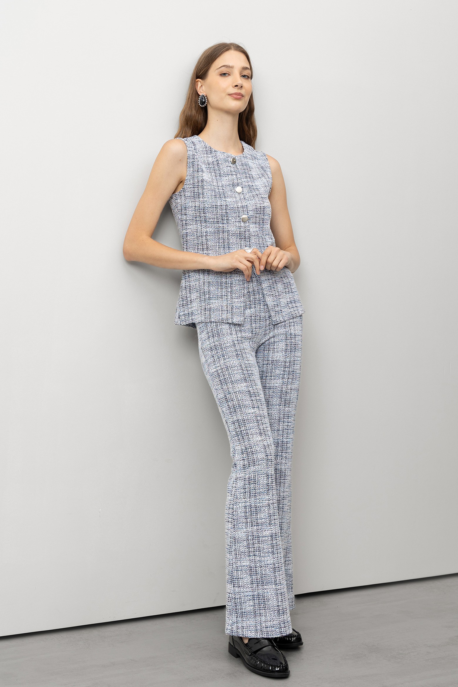 Tweed Knit Flared Trousers
