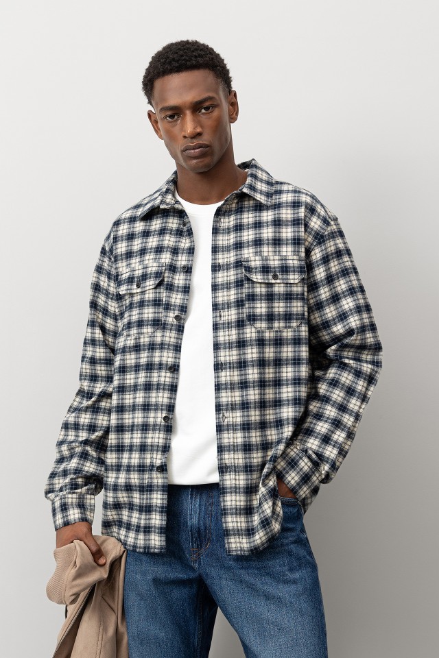 Checked Cotton Flannel Shirt