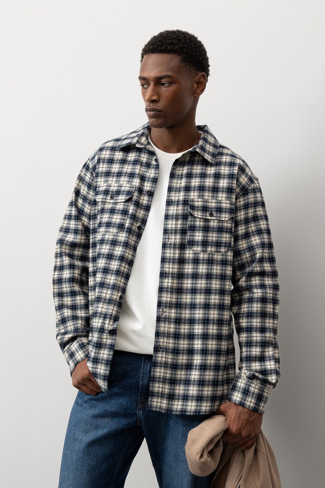 Camisa Flanela de Algodão Xadrez Camisa Flanela de Algodão Xadrez