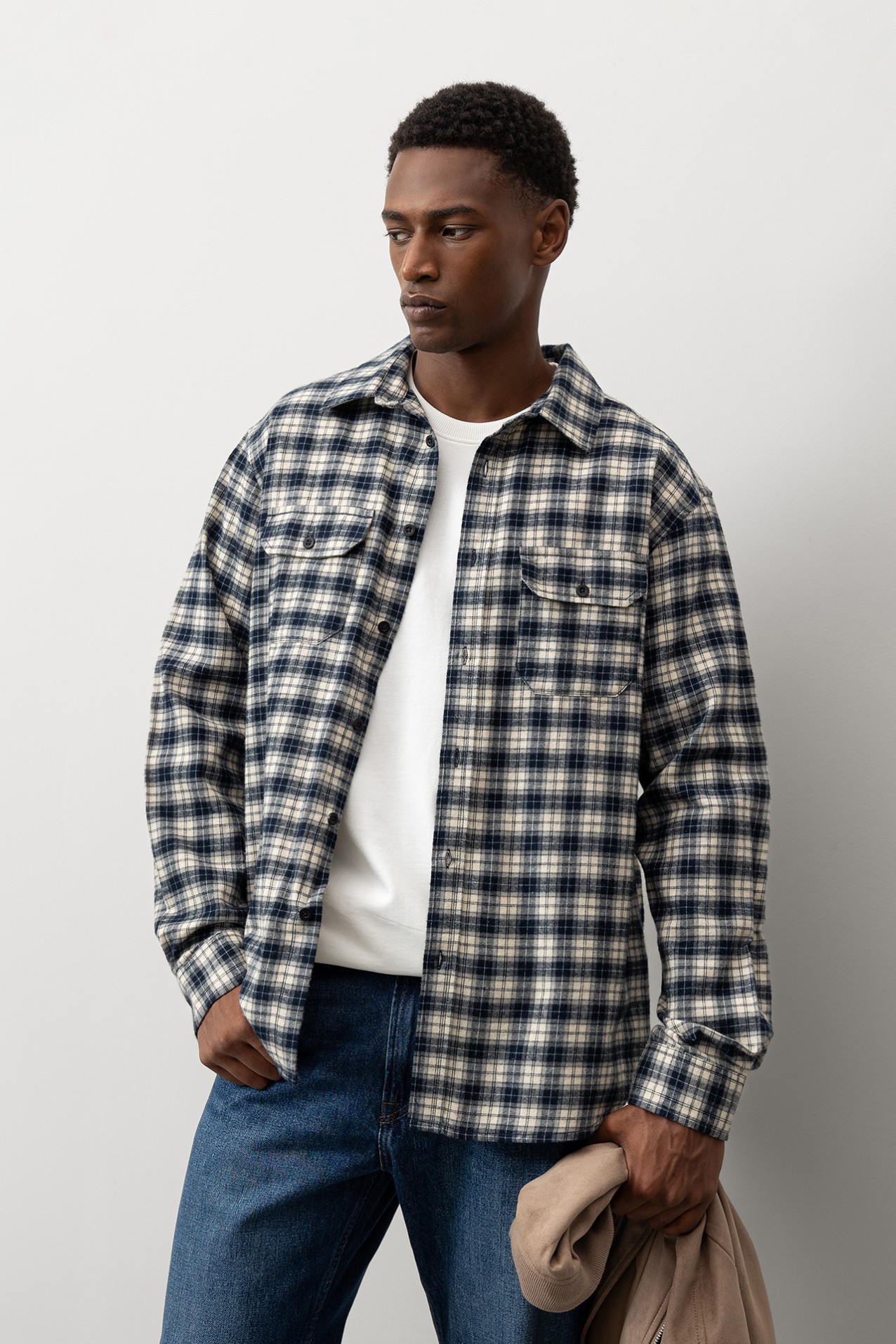 Camisa de Franela de Algodn a Cuadros