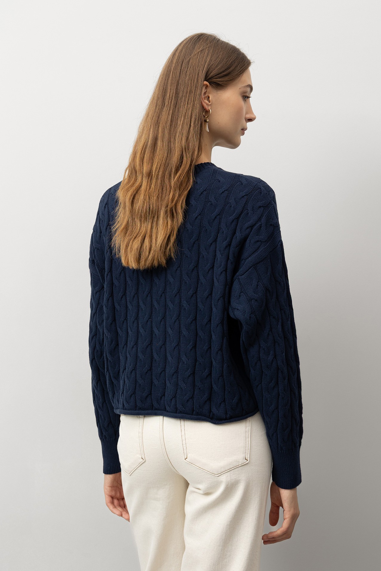 Relaxed Fit Cable Knit Sweater
