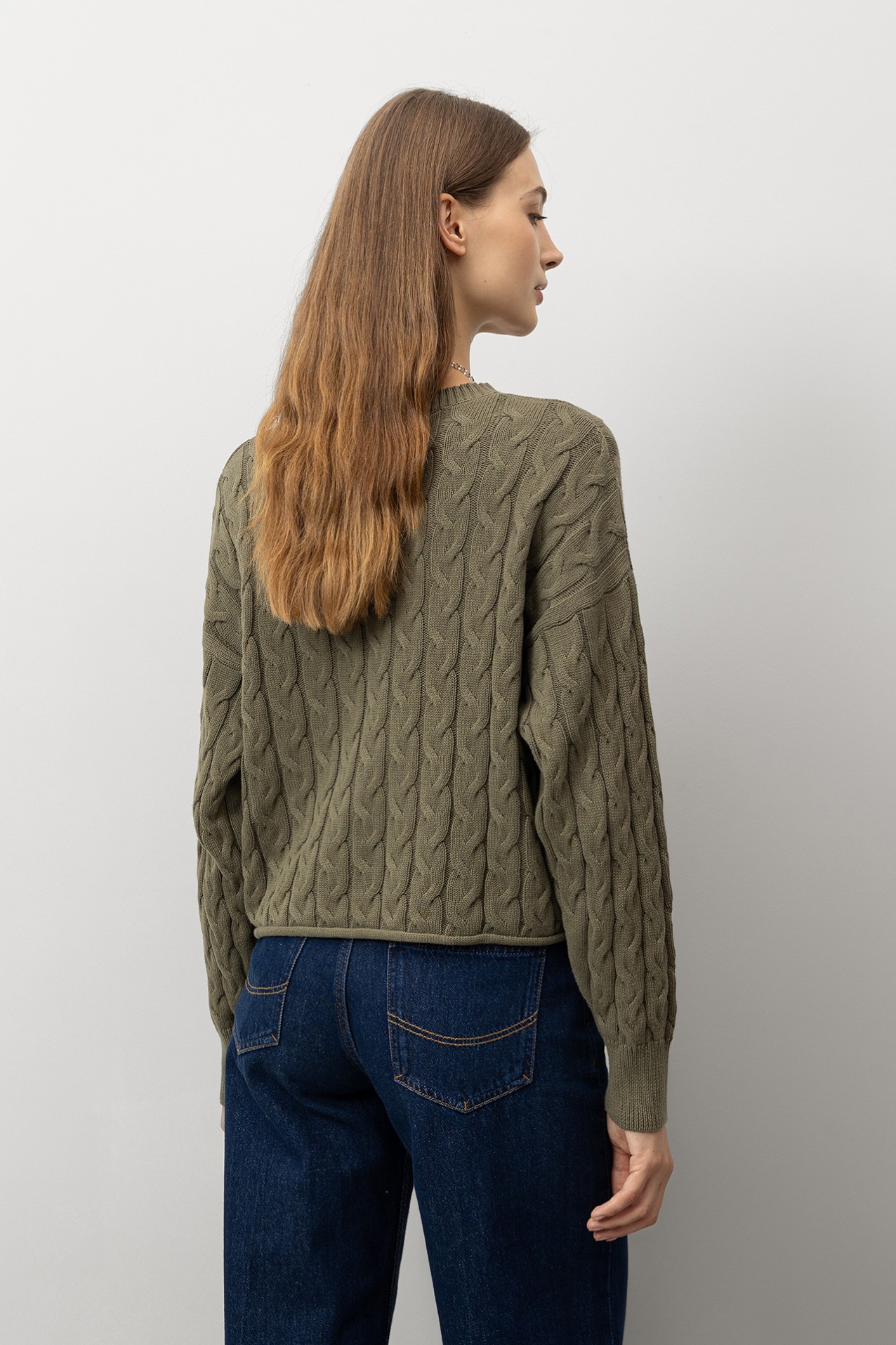 Relaxed Fit Cable Knit Sweater