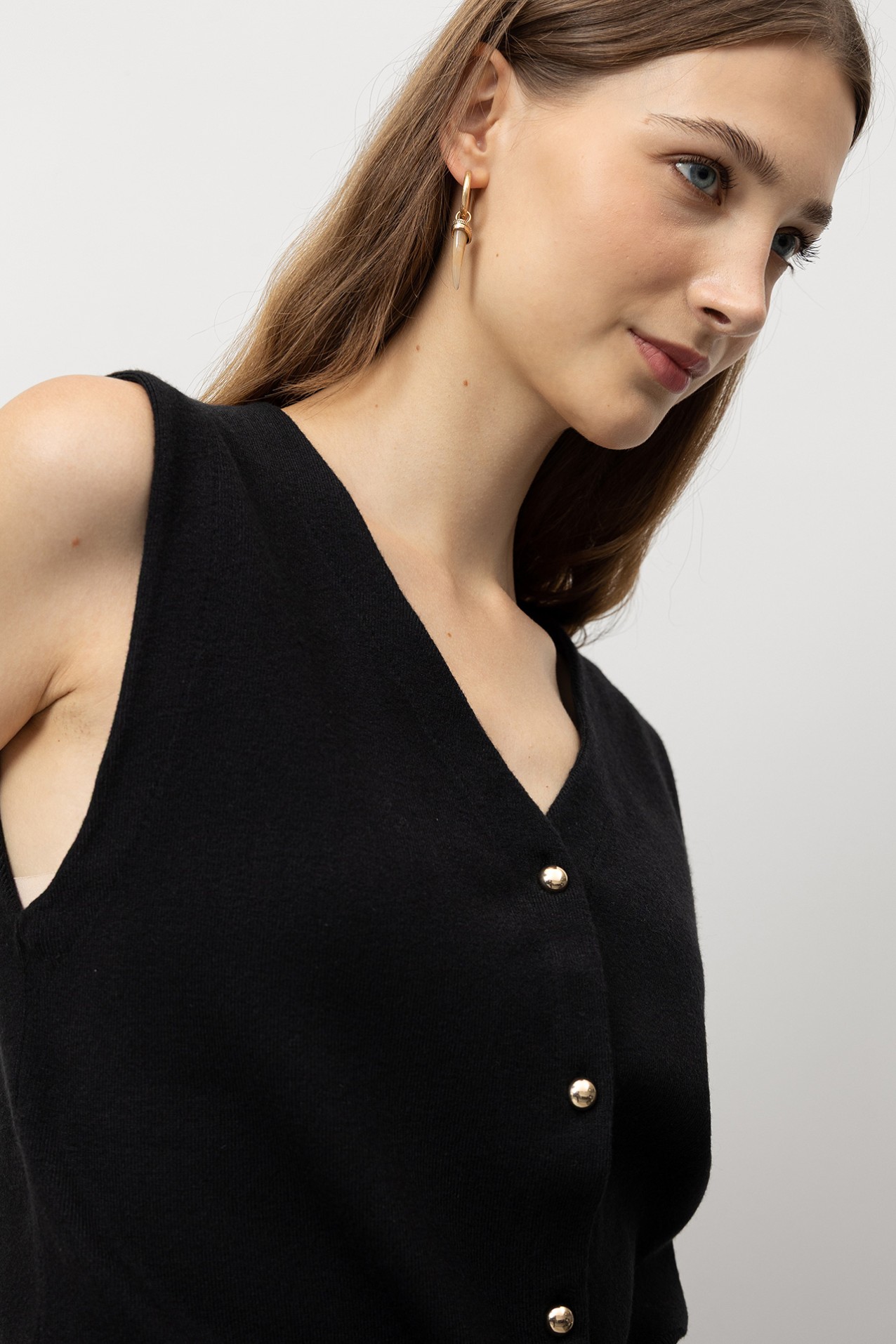 Colete Tricotado Botes Metlicos