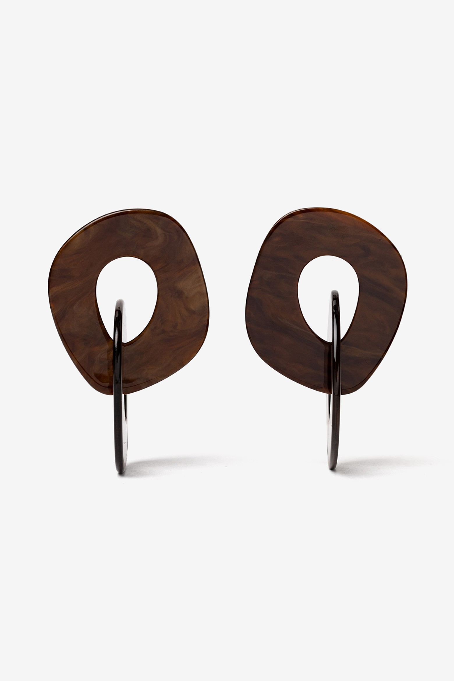 Pendientes de aro marrn