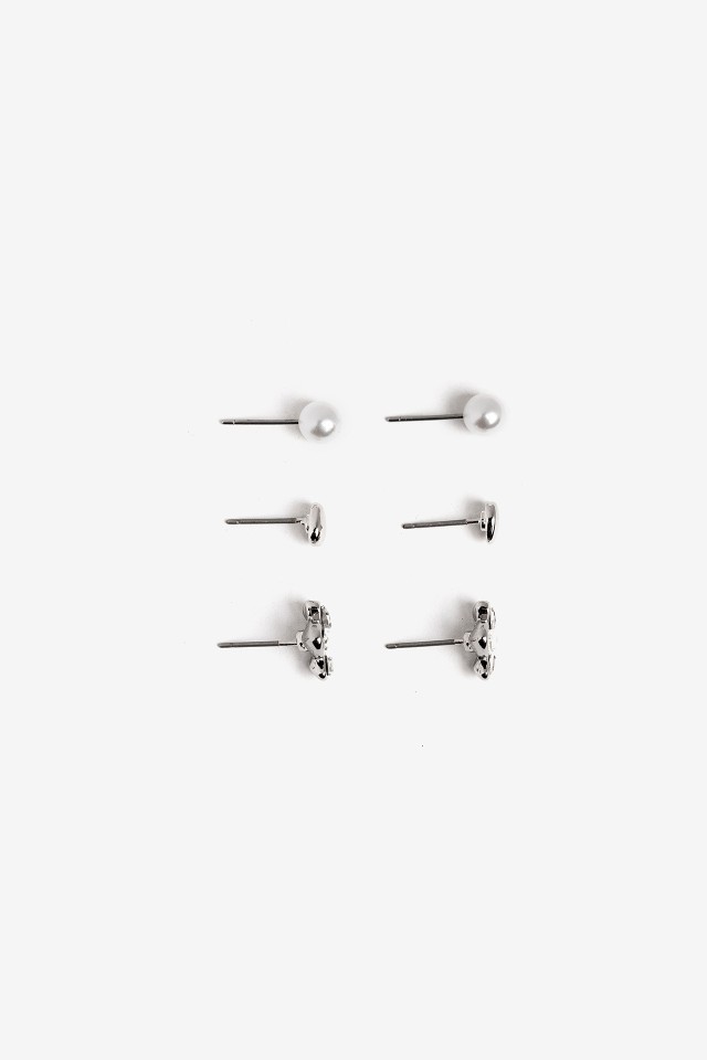 Silver Stud Earring Set