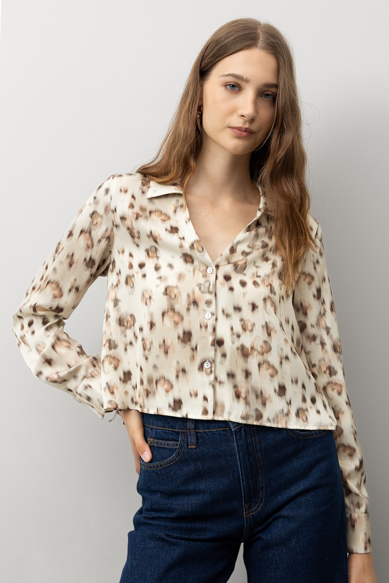 Satin Cropped Shirt