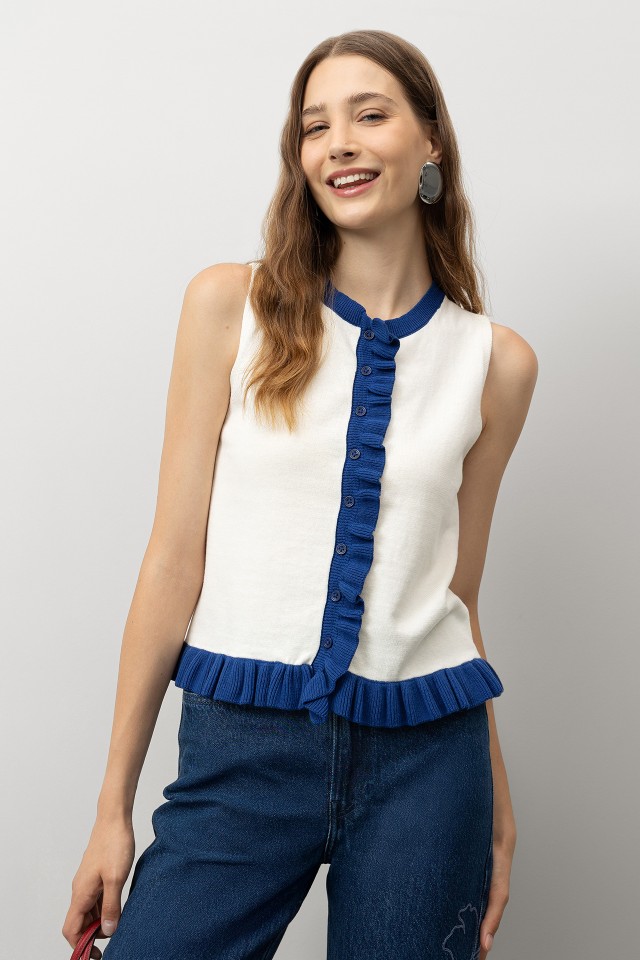 Colete Bicolor com Folhos